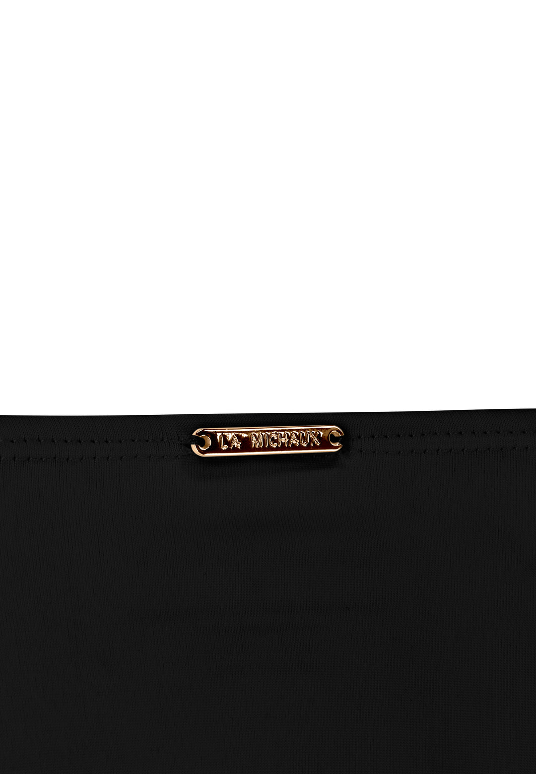 La Michaux black bandeau bikini bottom with gold ring details and adjustable side ties #color_black