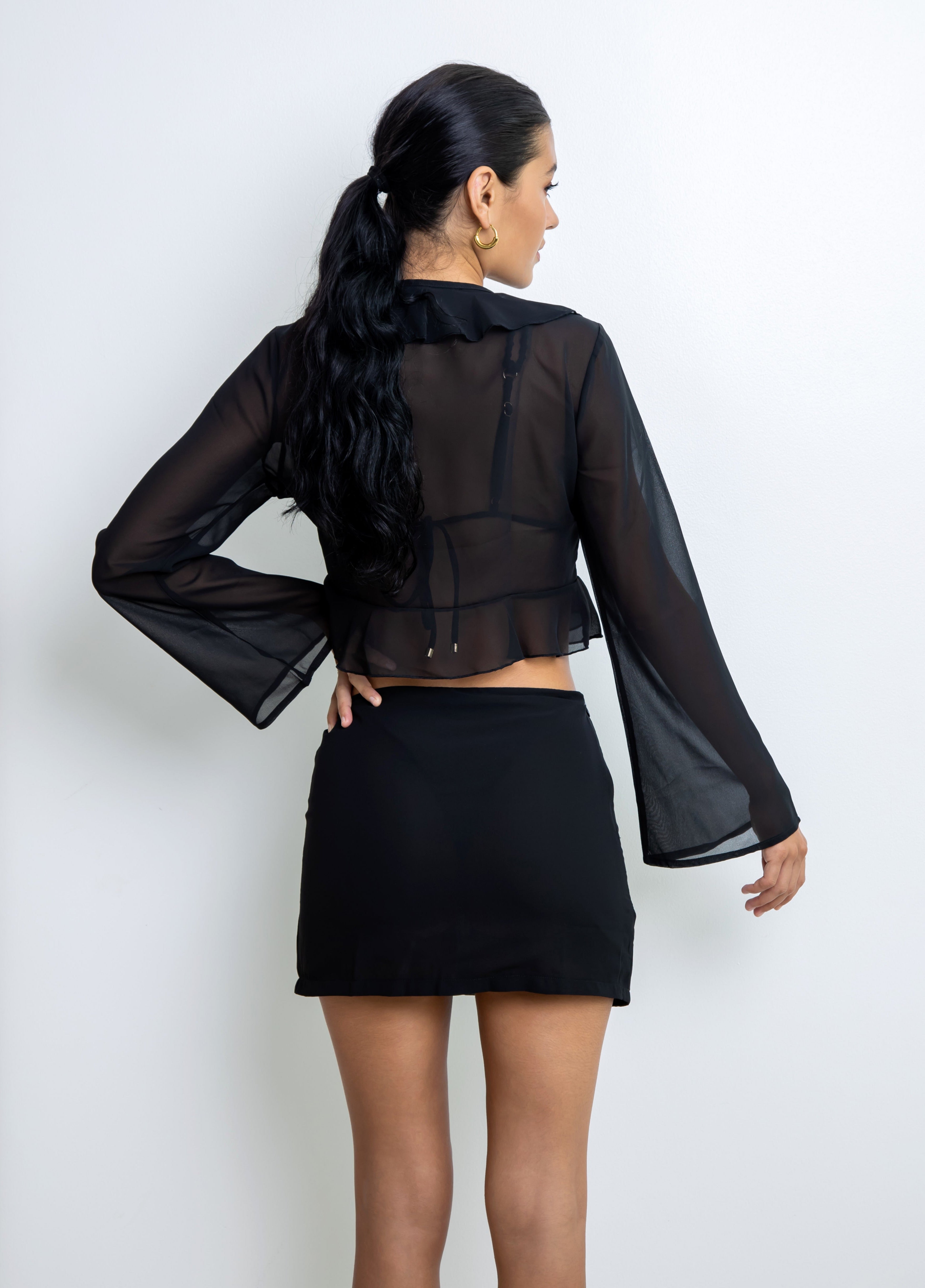 babylclub Disco frill top トップス黒 babylclub Disco frill top トップス ブラック SLY | SQUARE NECK