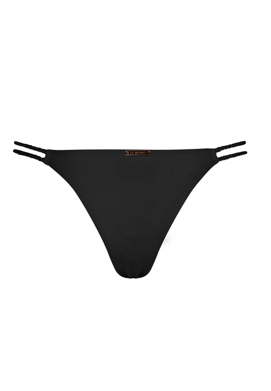 Black bikini bottom with custom La Michaux rope straps  #color_black