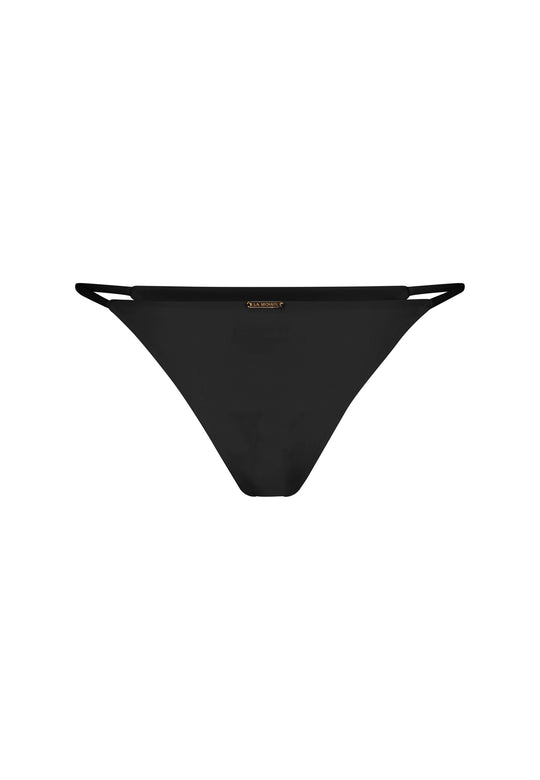 La Michaux black bikini bottom with thin side straps, luxury beachwear #color_black