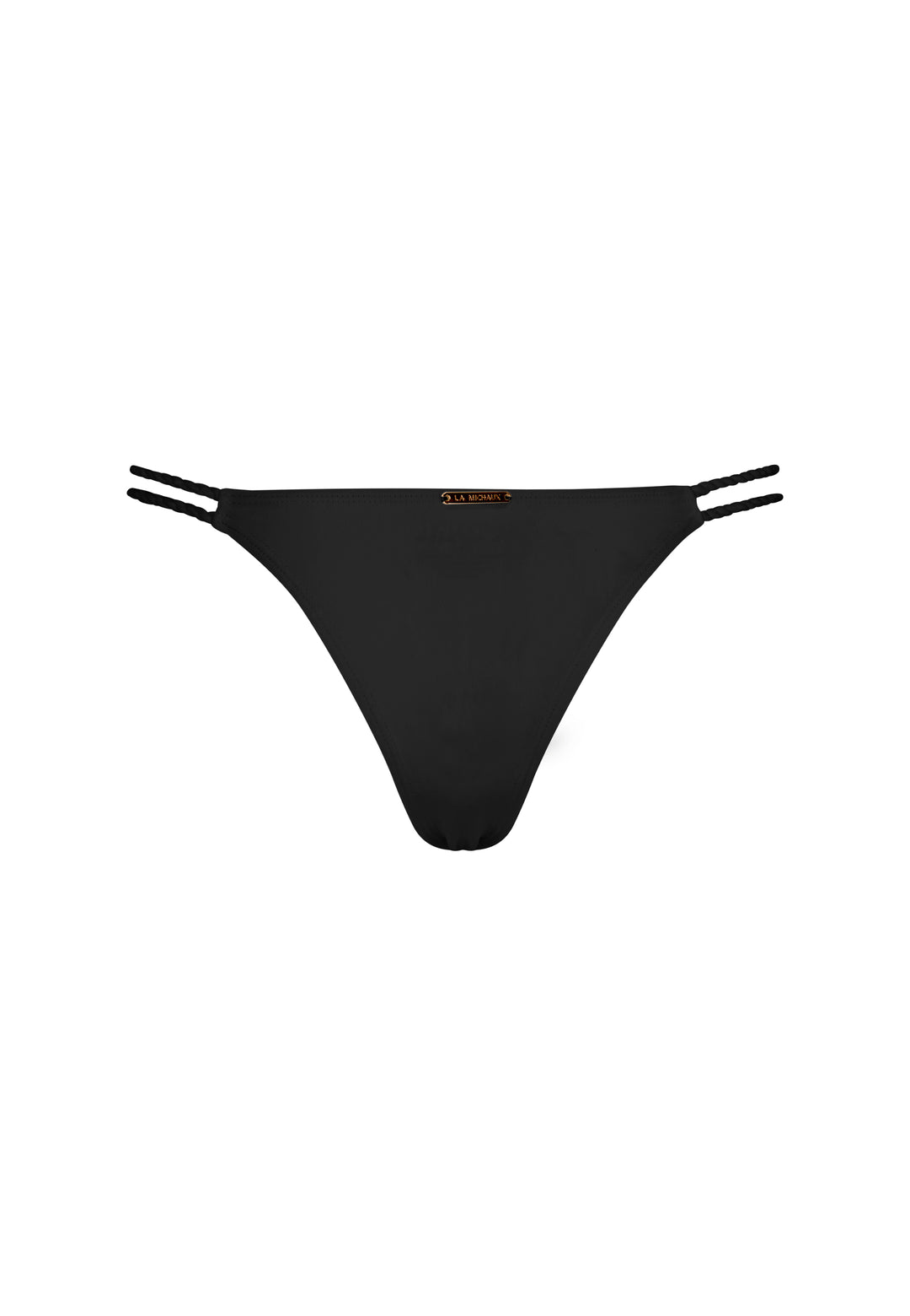 Black bikini bottom with custom La Michaux rope straps  #color_black