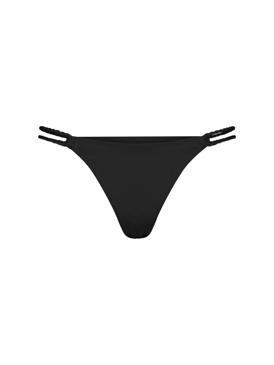 Black bikini bottom with custom La Michaux rope straps  #color_black
