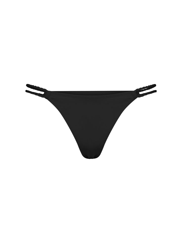 Black bikini bottom with custom La Michaux rope straps  #color_black