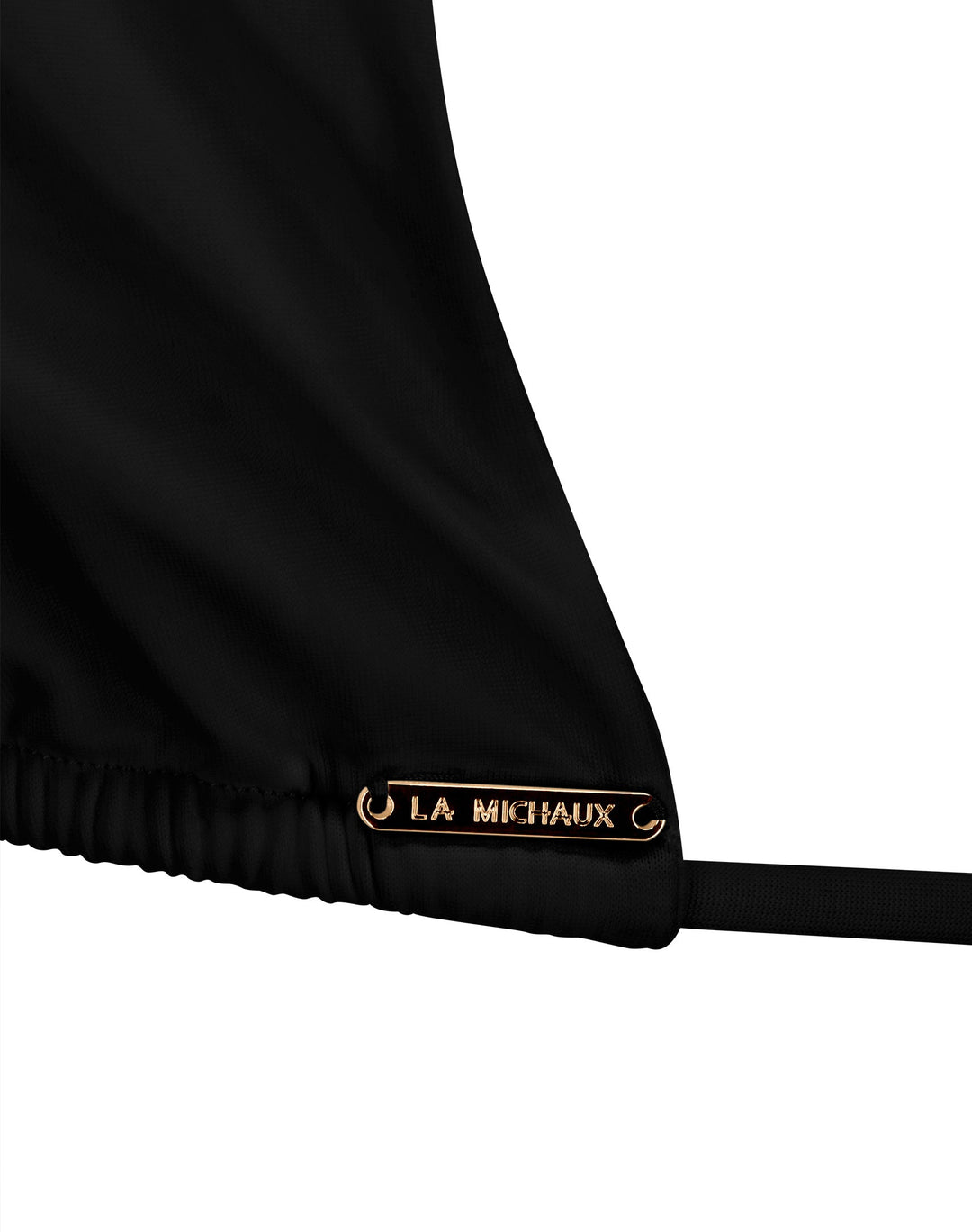 Black La Michaux bikini halter top with a bow closure #color_black