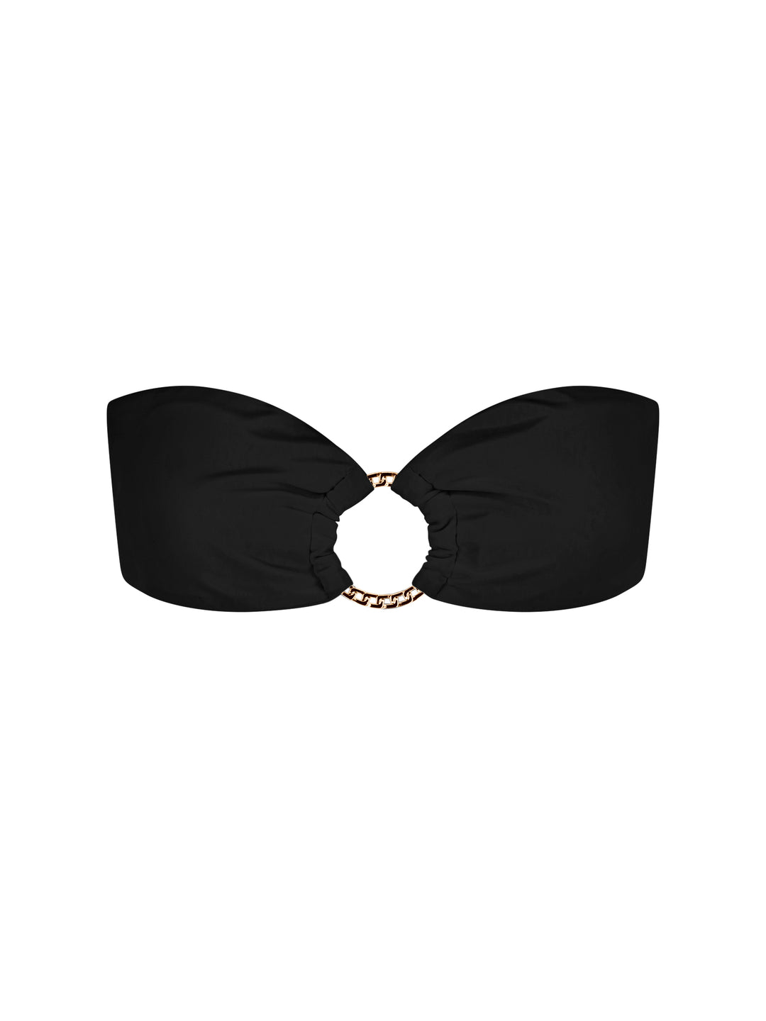 Black La Michaux bikini bandeau top with bow closure, luxury beachwear #color_black