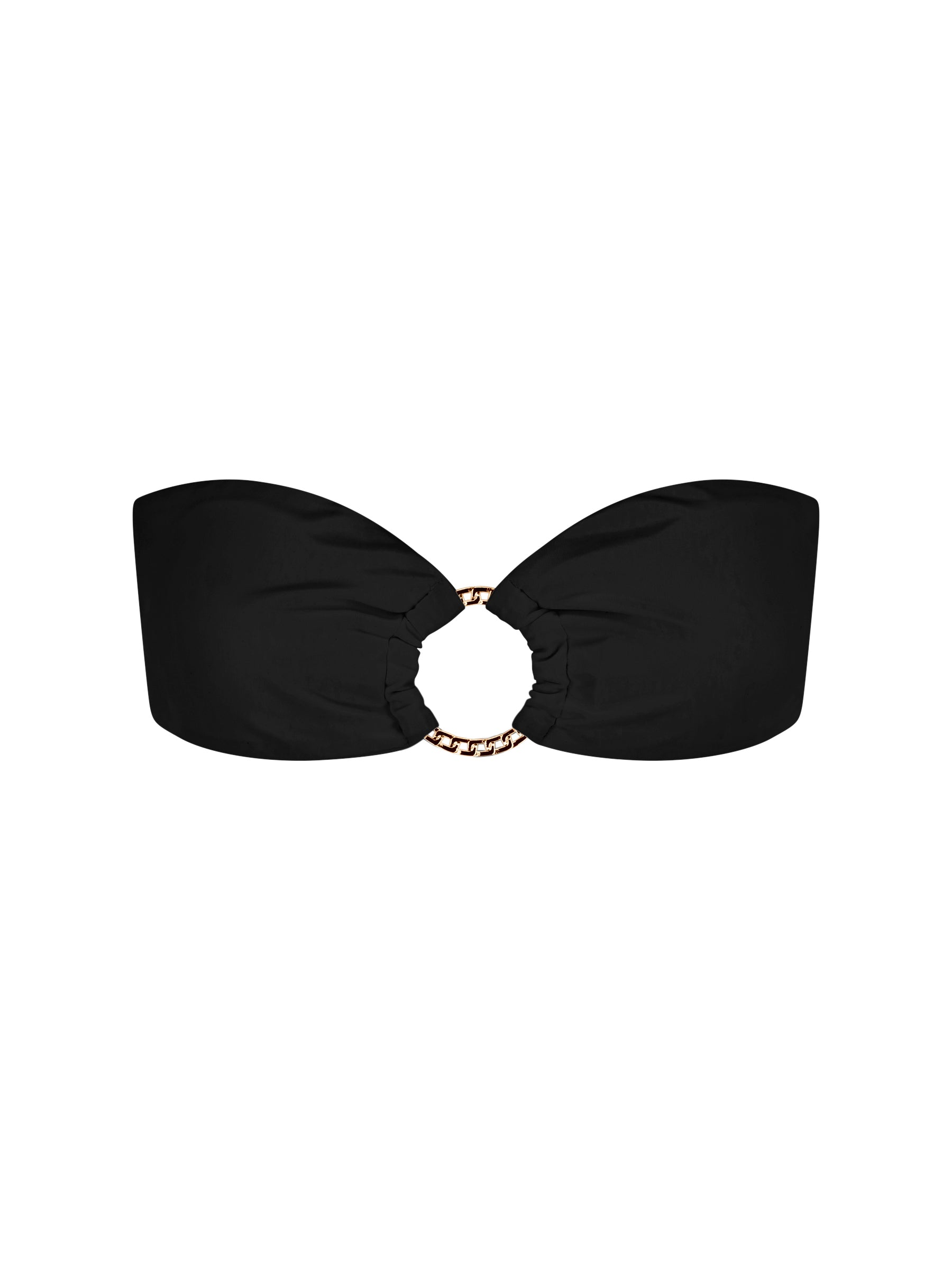 Black La Michaux bikini bandeau top with bow closure, luxury beachwear #color_black