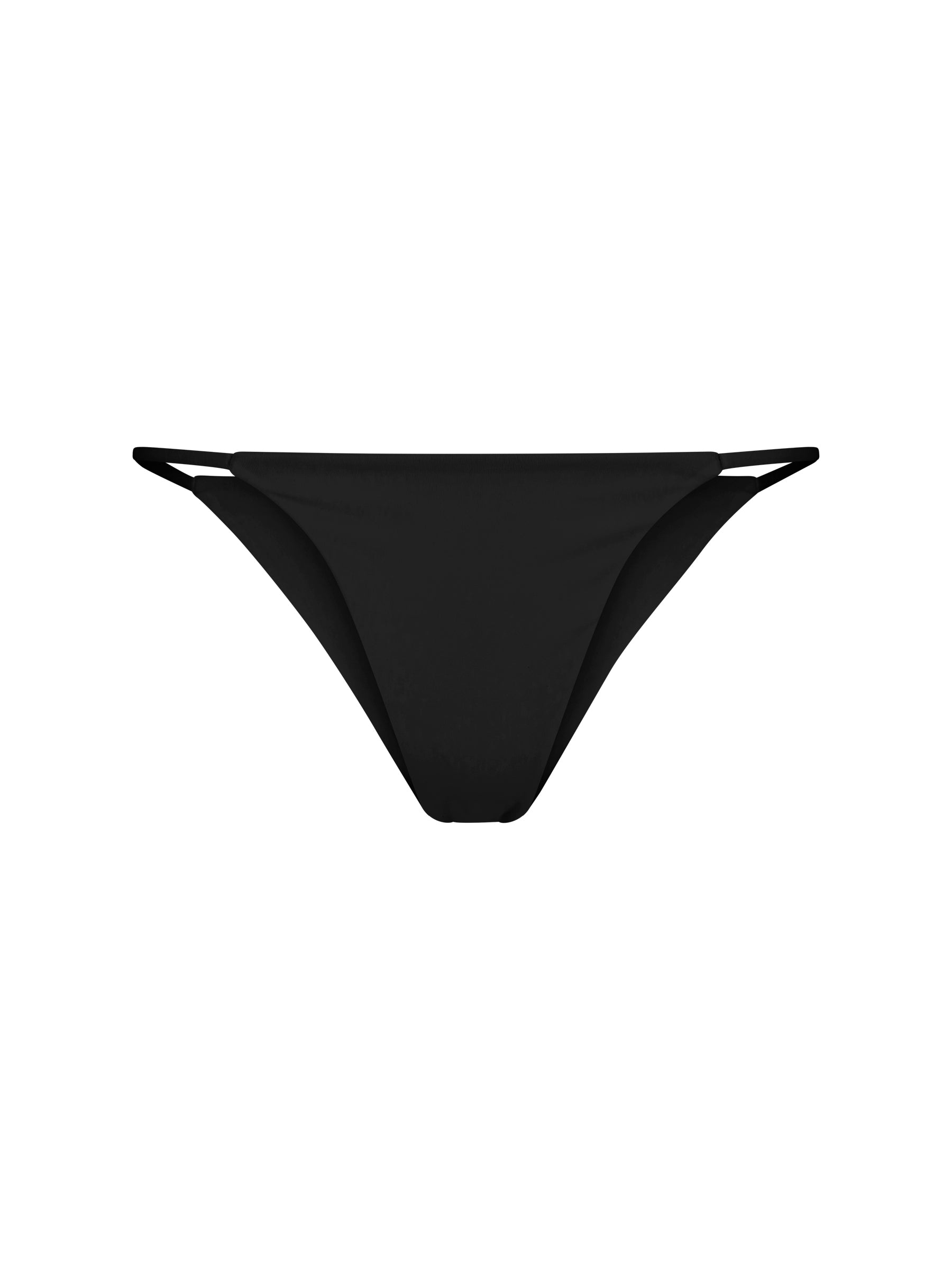 La Michaux black bikini bottom with thin side straps, luxury beachwear #color_black