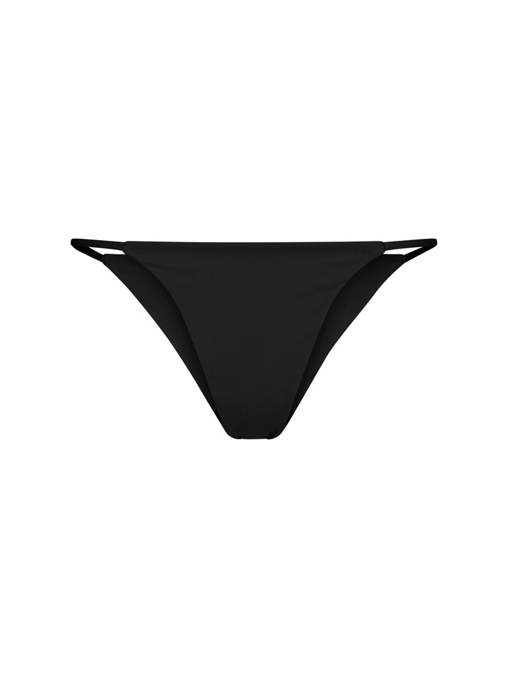 La Michaux black bikini bottom with thin side straps, luxury beachwear #color_black