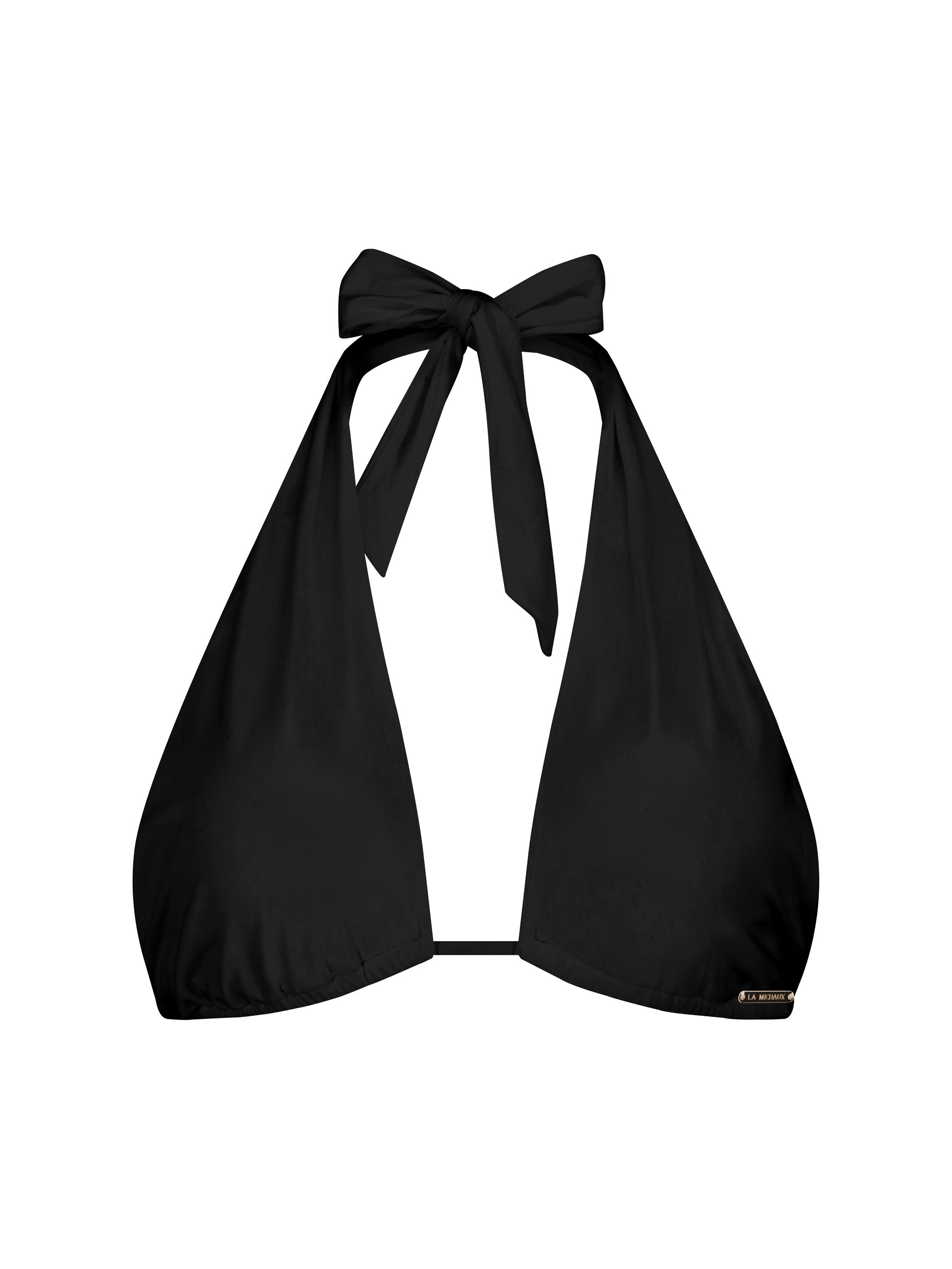 Black La Michaux bikini halter top with a bow closure #color_black