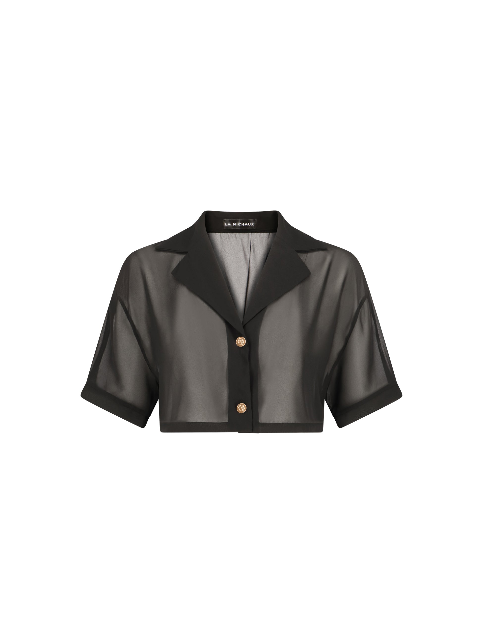 Luxurious cropped La Michaux shirt #color_black