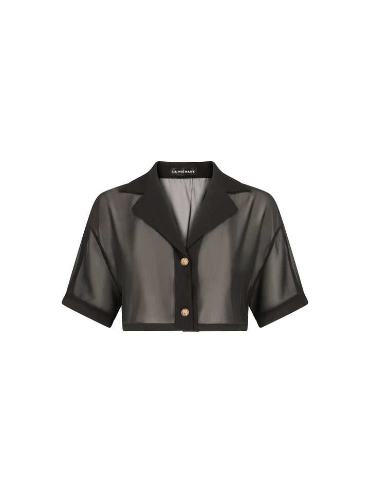 Luxurious cropped La Michaux shirt #color_black
