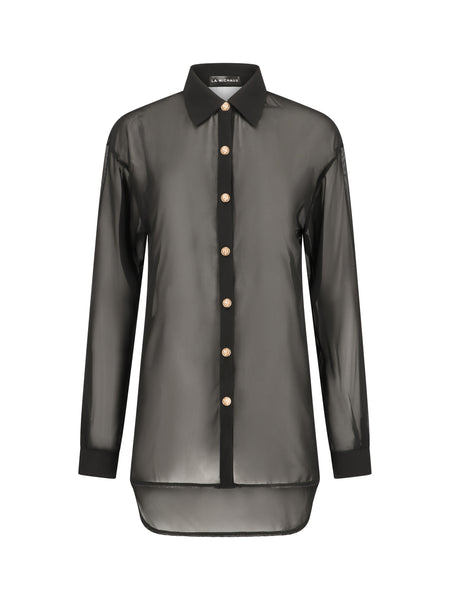 black and gold dress shirt women LARA buttoned Fall wedding guest