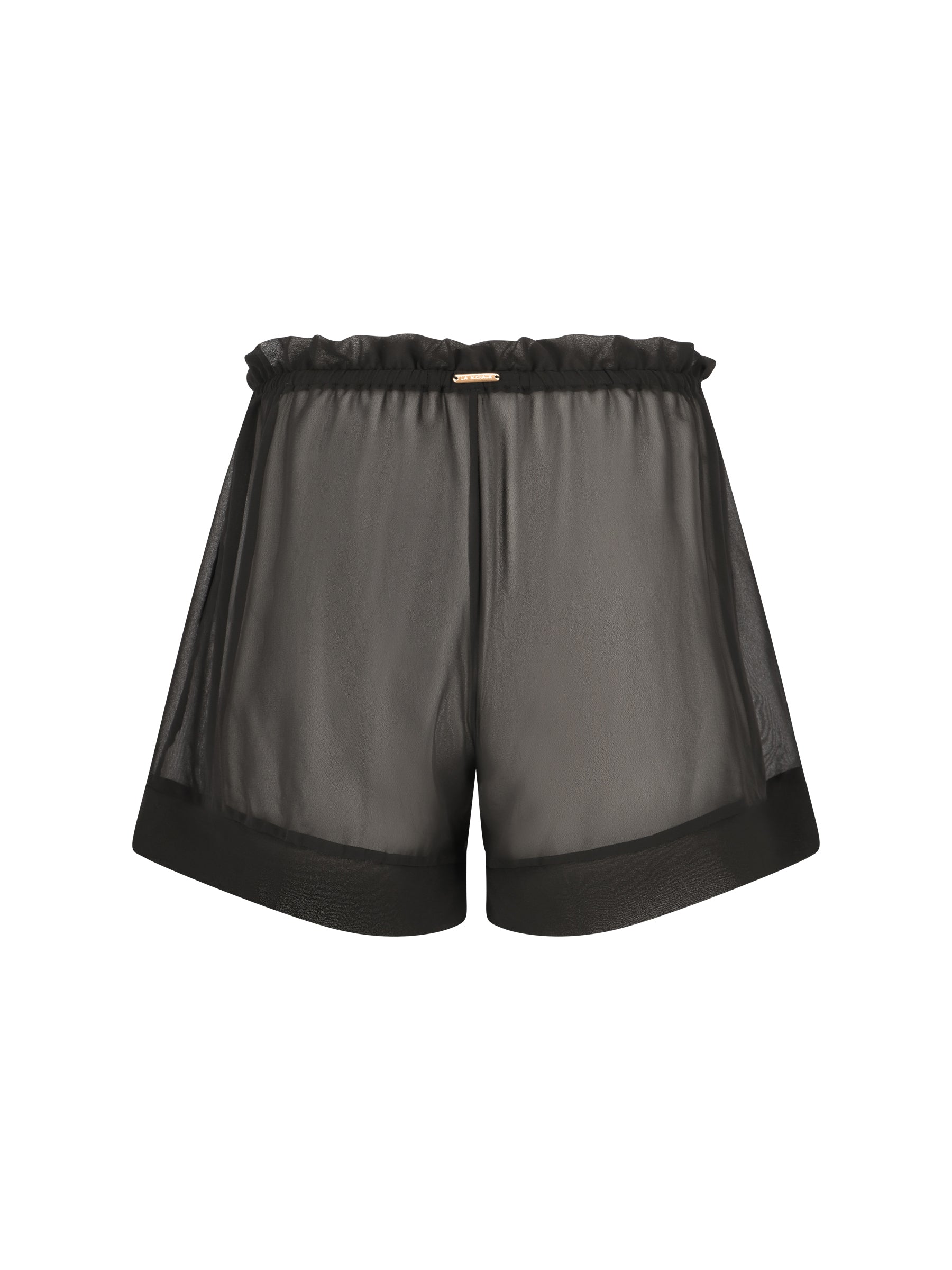 La Michaux sheer black luxury beachwear short #color_black