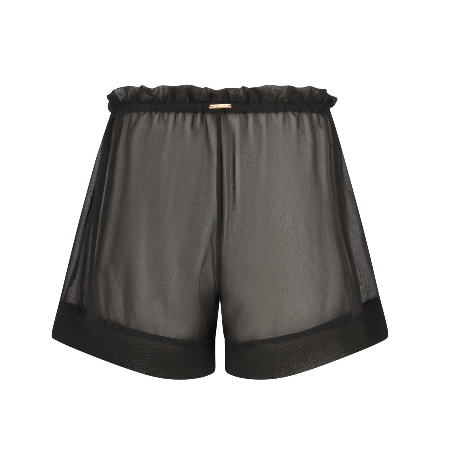 La Michaux sheer black luxury beachwear short #color_black