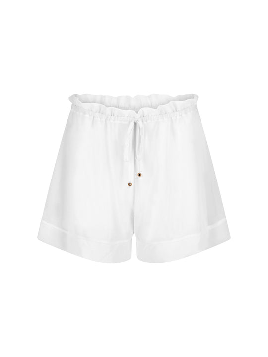 La Michaux white luxury beachwear short #color_white