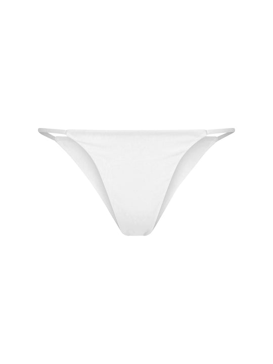 La Michaux white bikini bottom with thin side straps, luxury beachwear #color_white