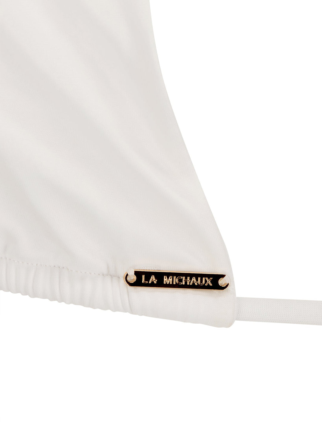 White La Michaux bikini halter top with a bow closure #color_white