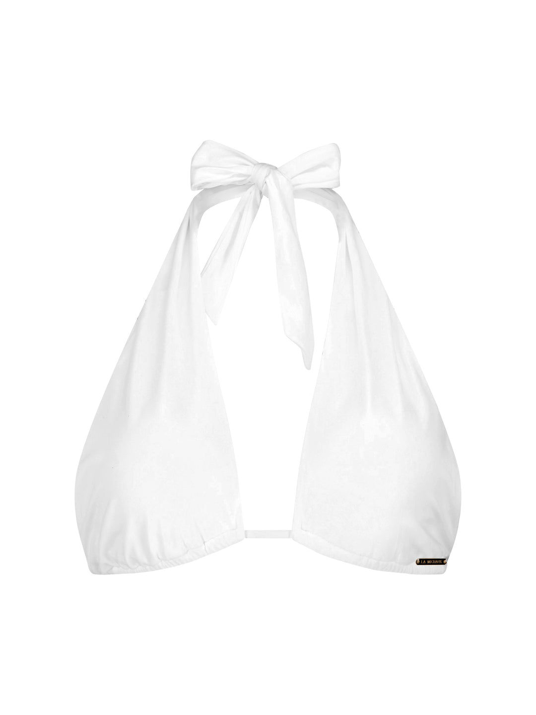 White La Michaux bikini halter top with a bow closure #color_white