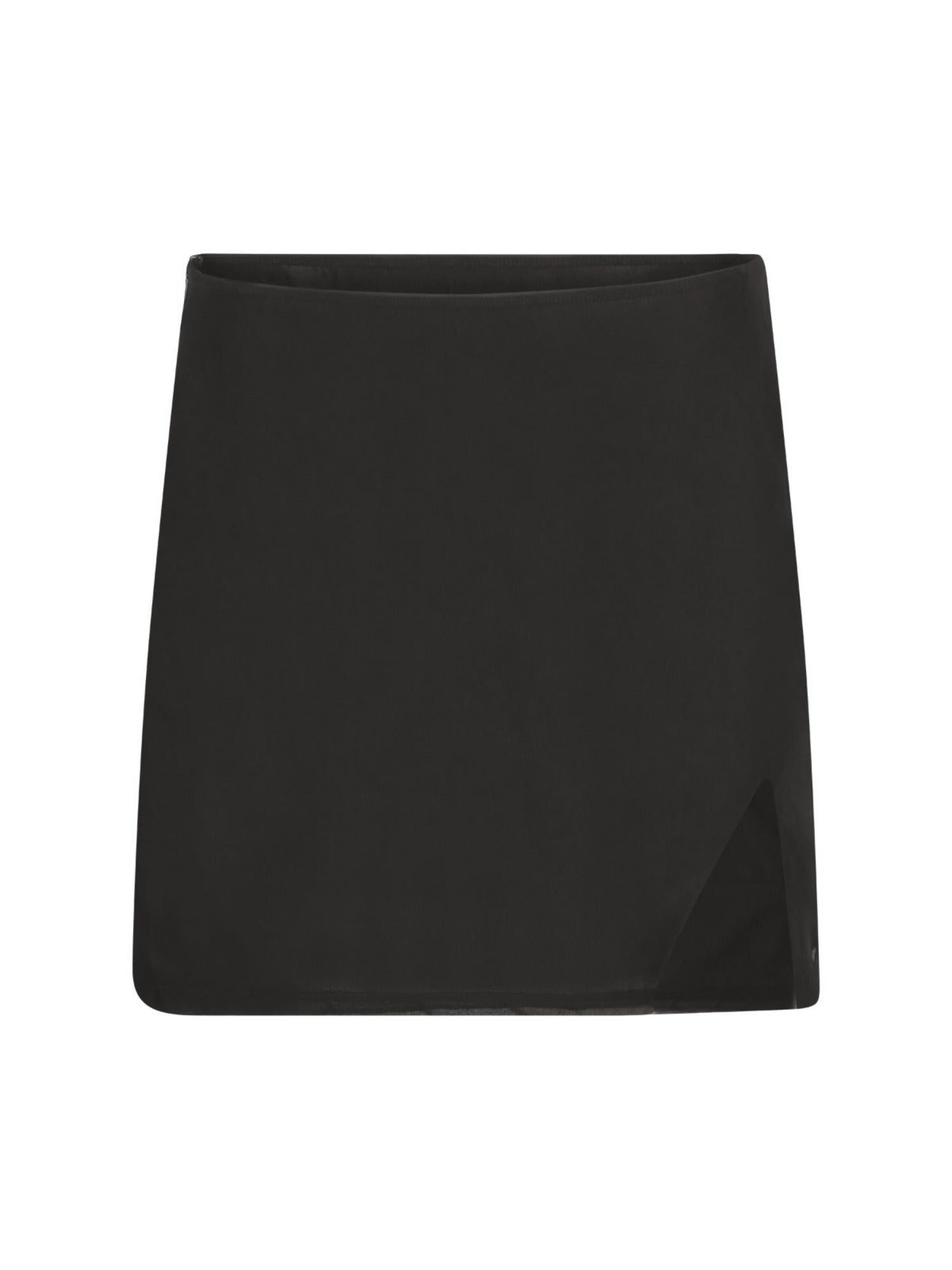La Michaux black mini skirt with side slit – resortwear luxury fashion #color_black