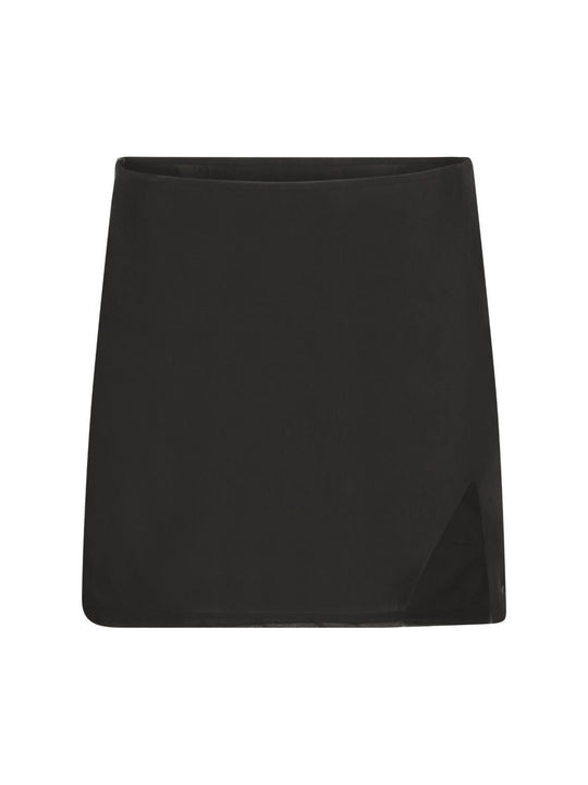 La Michaux black mini skirt with side slit – resortwear luxury fashion #color_black