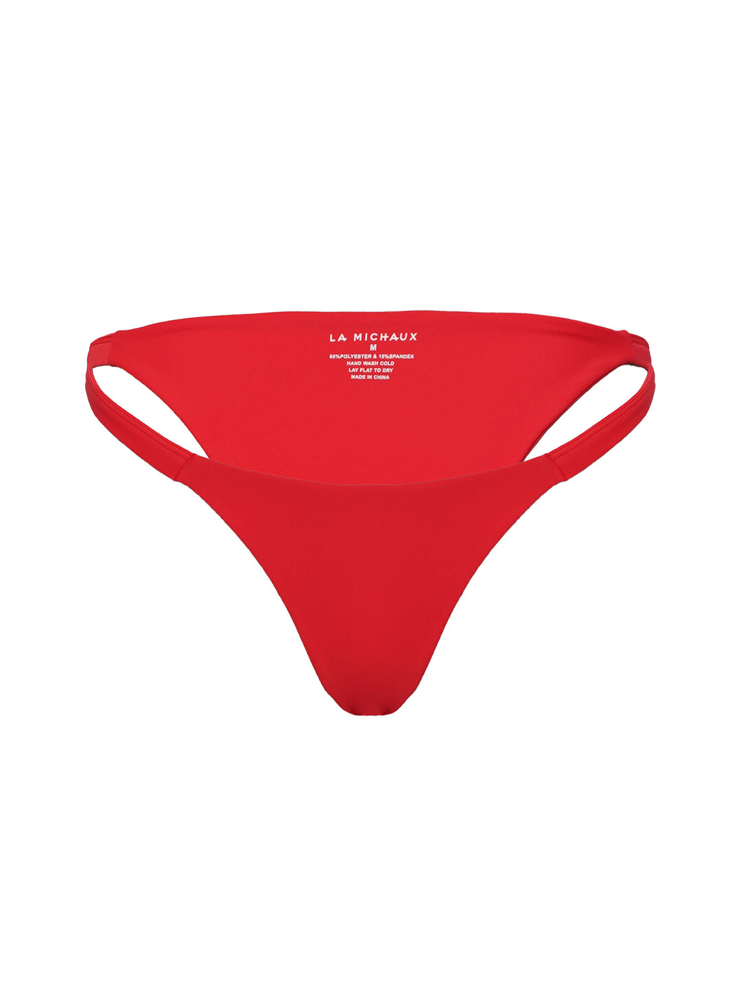 Red  bikini bottom with La Michaux gold brand tag