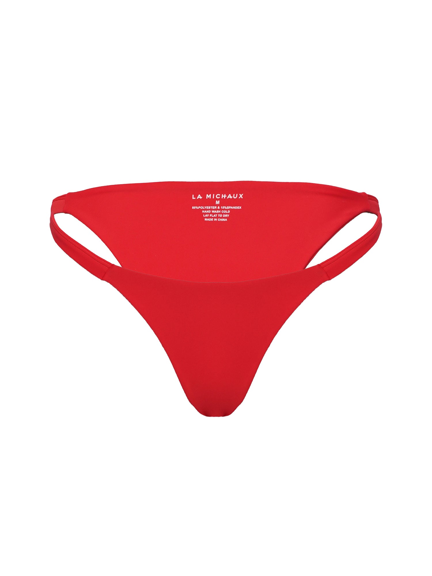 Red  bikini bottom with La Michaux gold brand tag