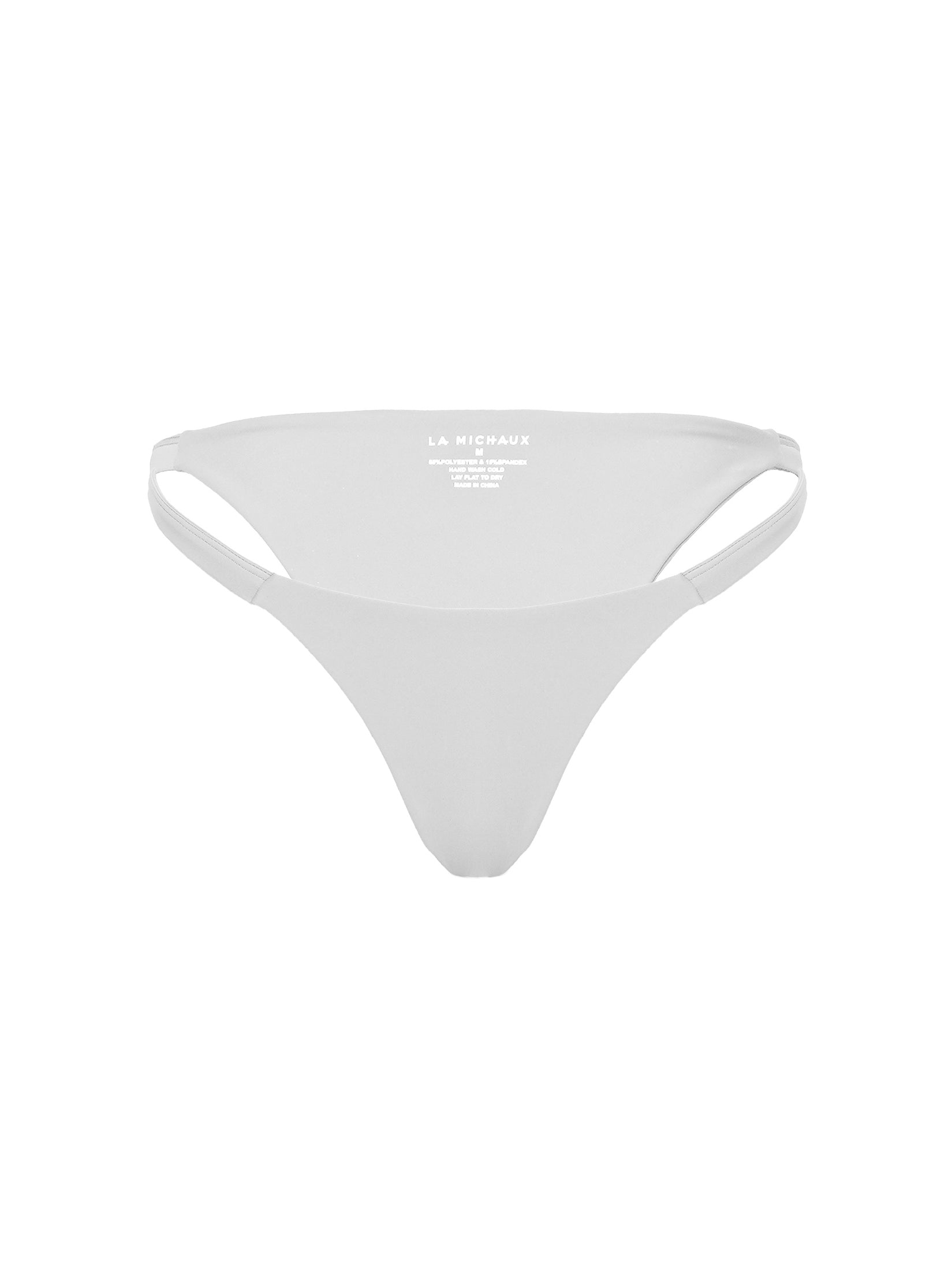 White bikini bottom with La Michaux brand logo 