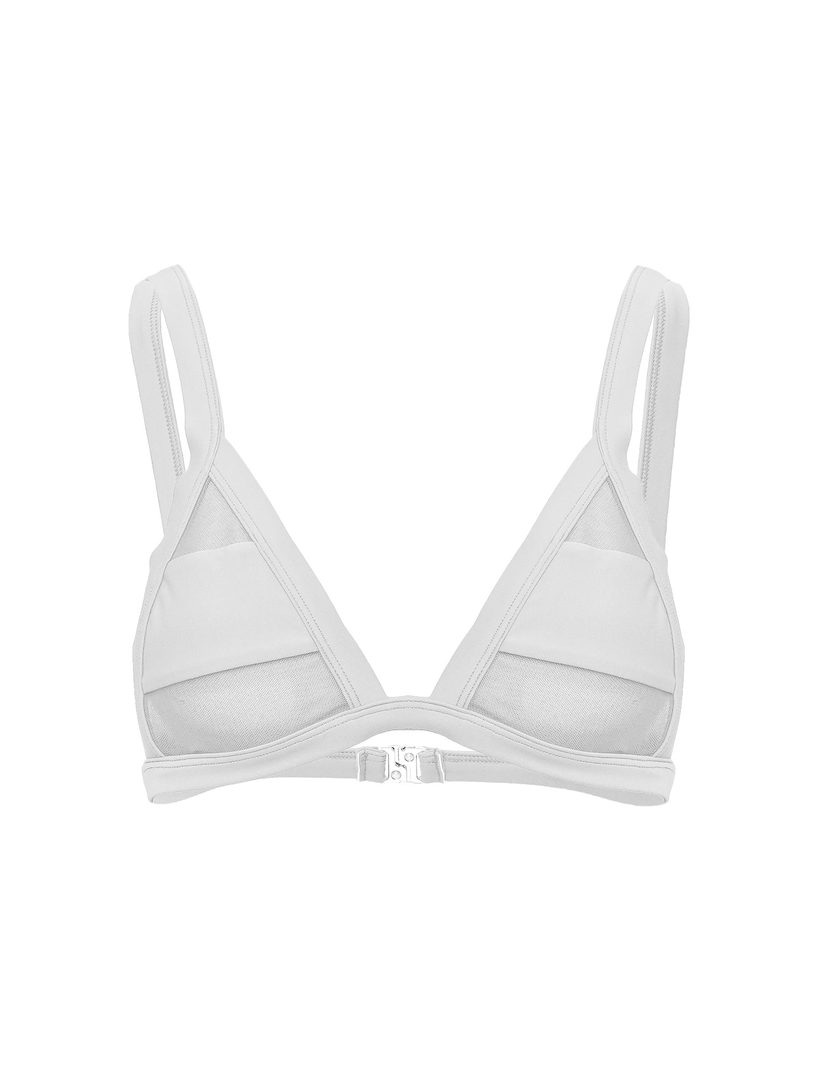 White La Michaux bikini top with mesh panels