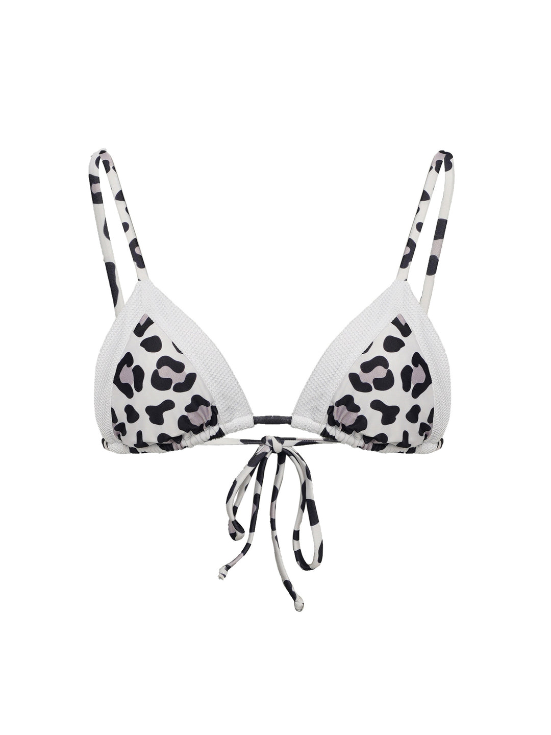 La Michaux White bikini top with black leopard print 
