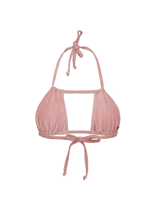 La Michaux Pink glitter bikini top with thin straps 